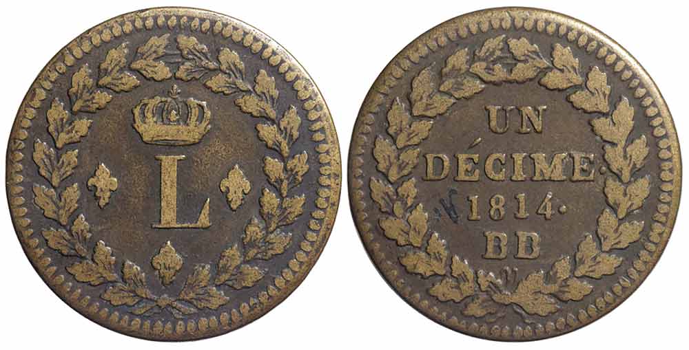 France Louis XVIII Cent 1814 
