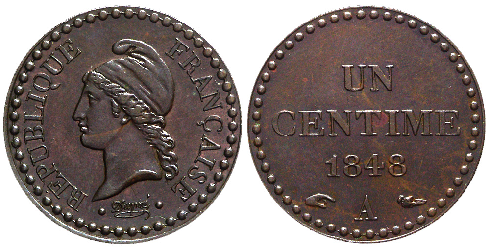 France Second Republic Cent 1848 