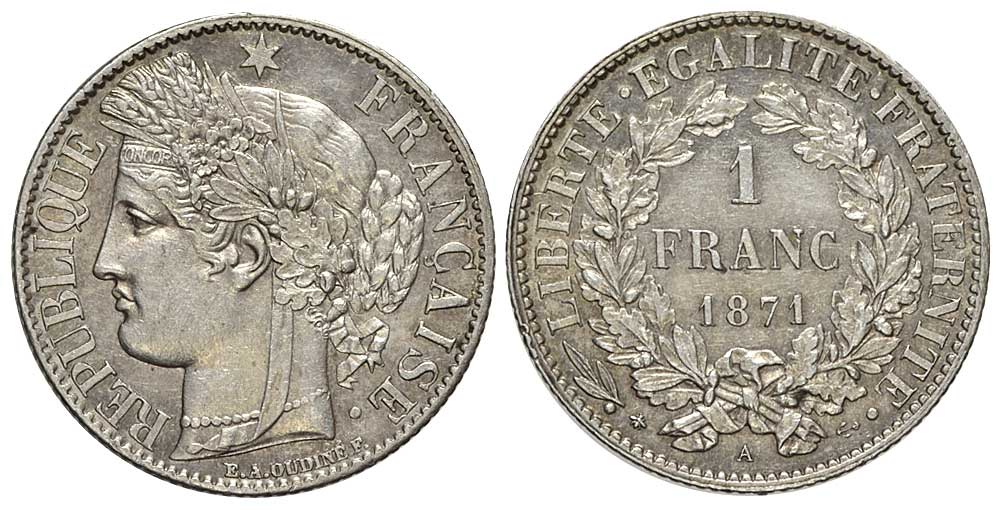 France Third Republic Franc 1871 