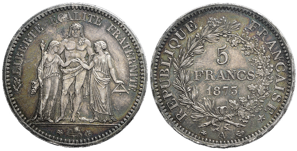 France Third Republic Francs 1873 