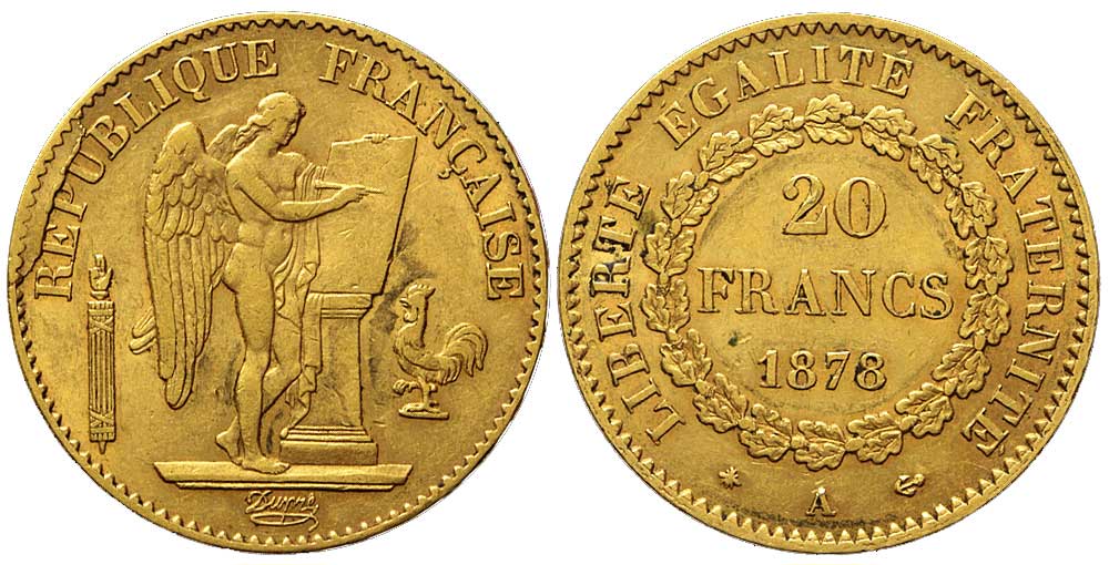 France Third Republic Francs 1878 Gold 