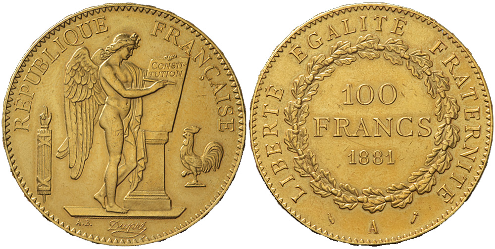 France Third Republic Francs 1881 Gold 