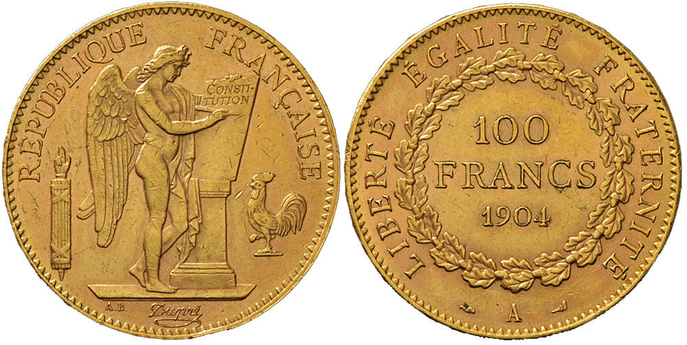 France Third Republic Francs 1904 Gold 