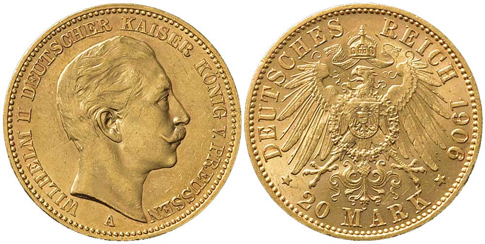 Germany Prussia Wilhelm Mark 1906 Gold 