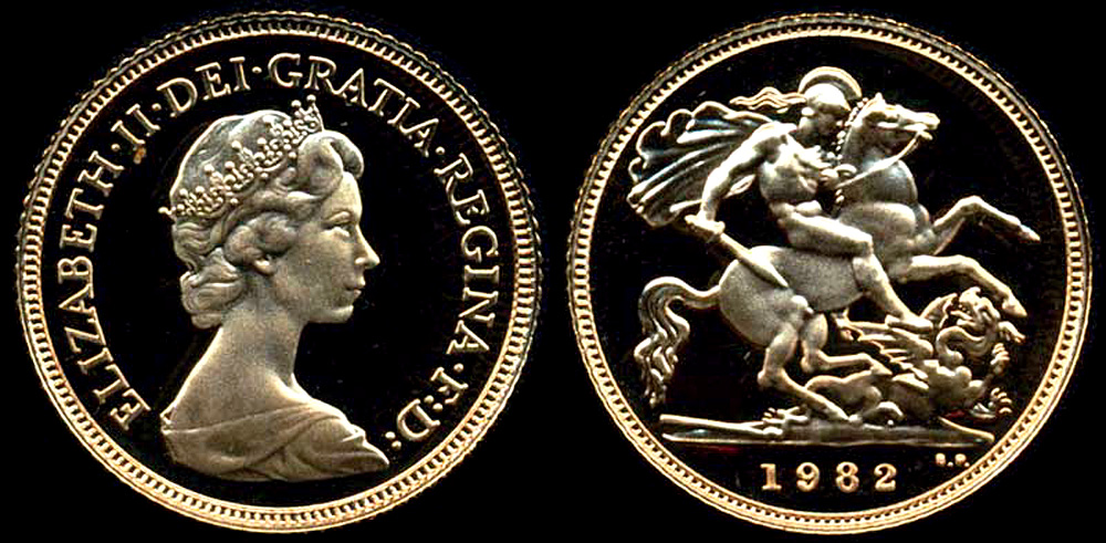 Great Britain Elizabeth Sovereign 1982 Gold 