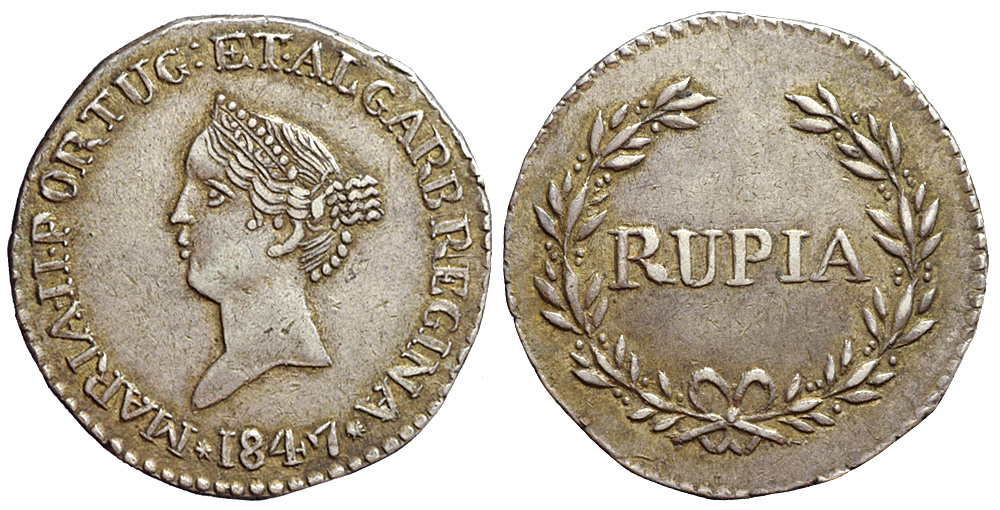 India Portuguese Maria Rupee 1847 