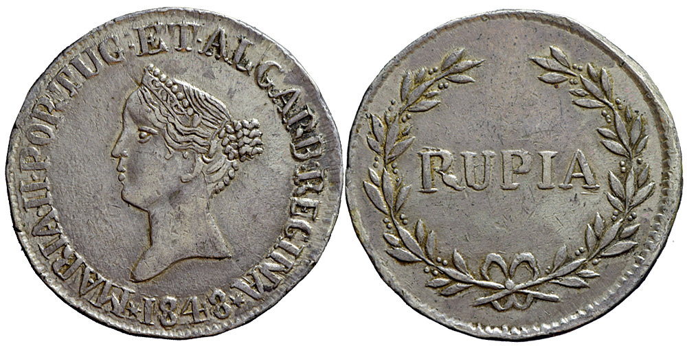 India Portuguese Maria Rupee 1848 