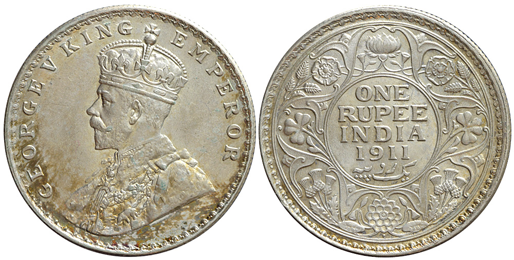 India British Empire George Rupee 1911 