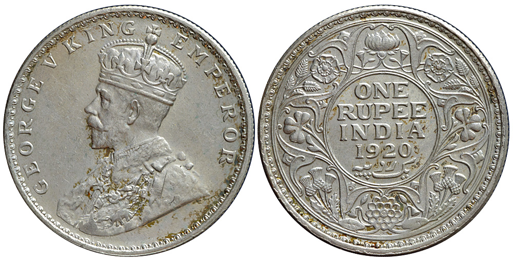 India British Empire George Rupee 1920 