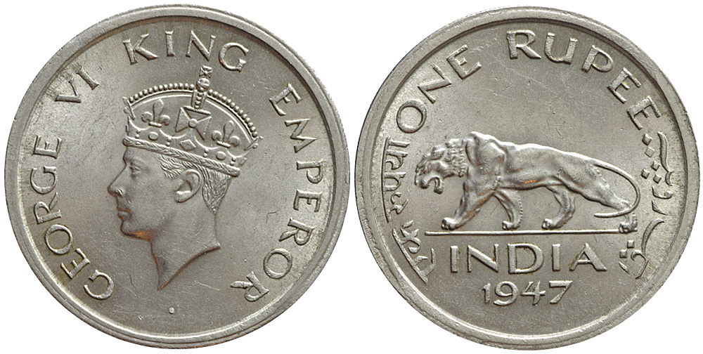 India British Empire George Rupee 1947 