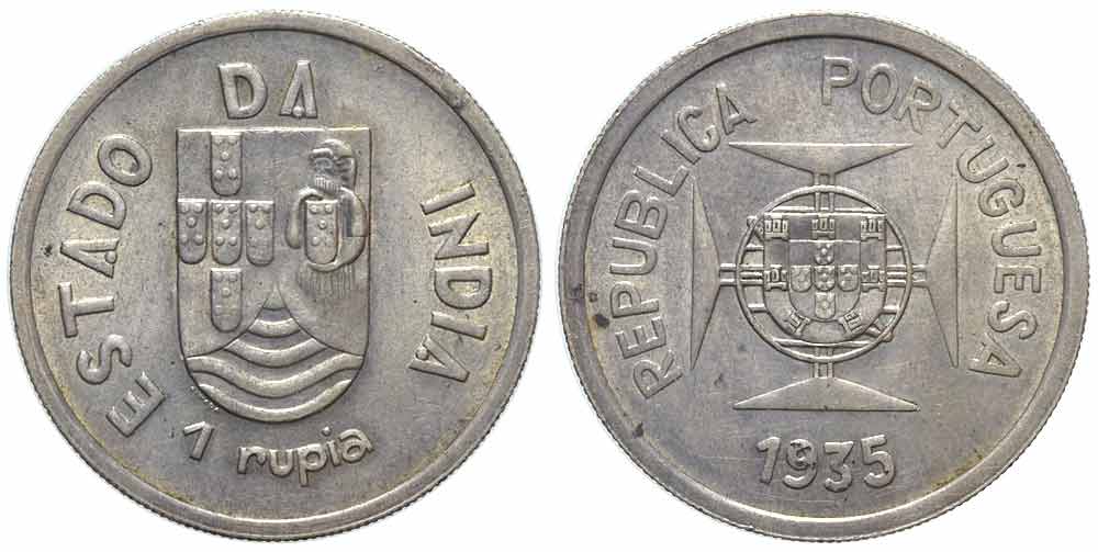India Portuguese Republic Rupee 1935 