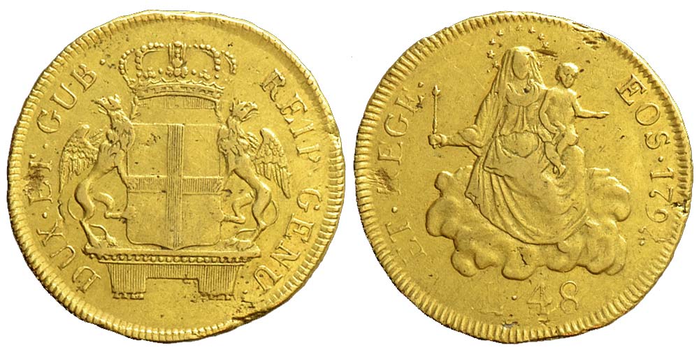 Italy Regional Mints Genova Republic Lire 1797 Gold 