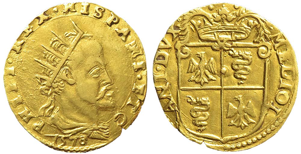 Italy Regional Mints Milano Philip Doppia 1578 