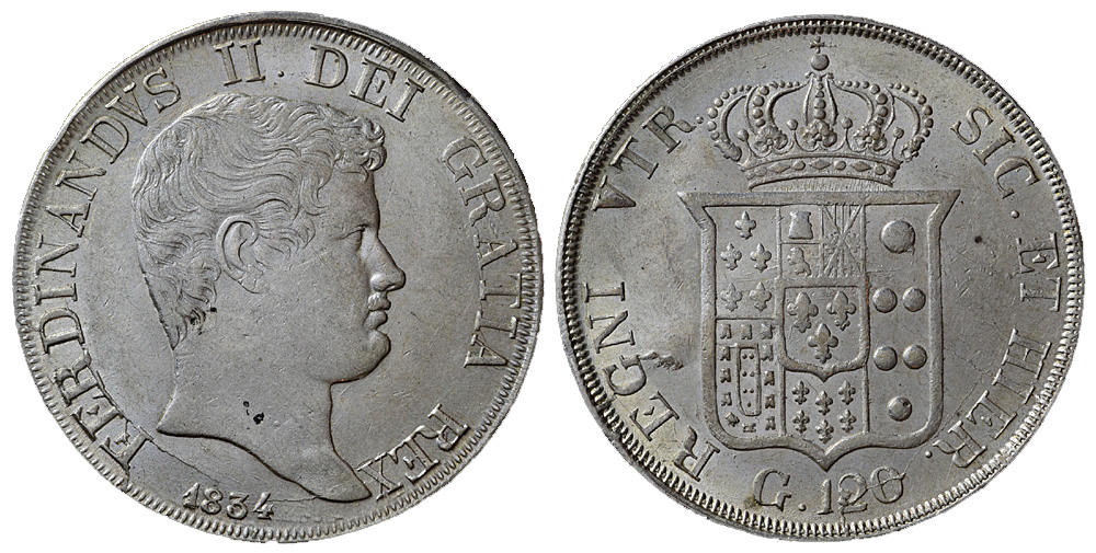 Italy Regional Mints Napoli Ferdinando Piastra 1834 
