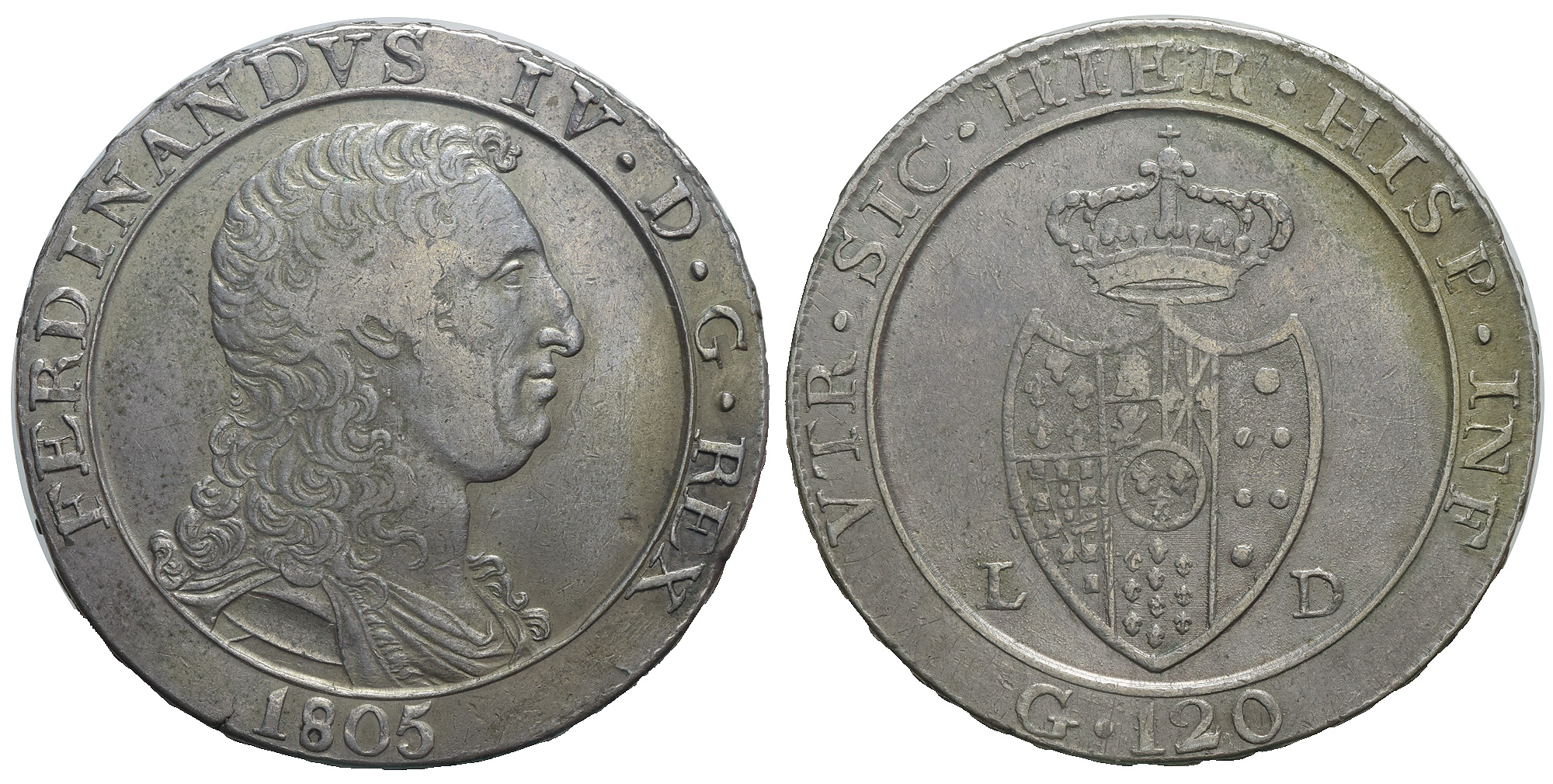 Italy Regional Mints Napoli Ferdinando Piastra 1805 