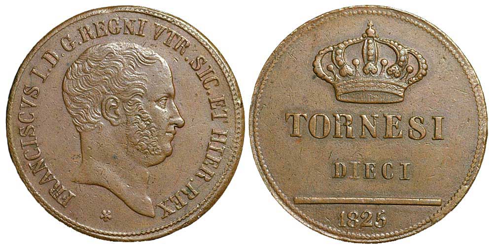 Italy Regional Mints Napoli Francesco Tornesi 1825 