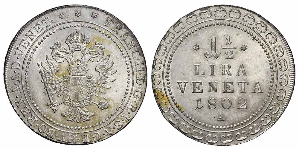 Italy Regional Mints Venezia Francesco Lira 1802 