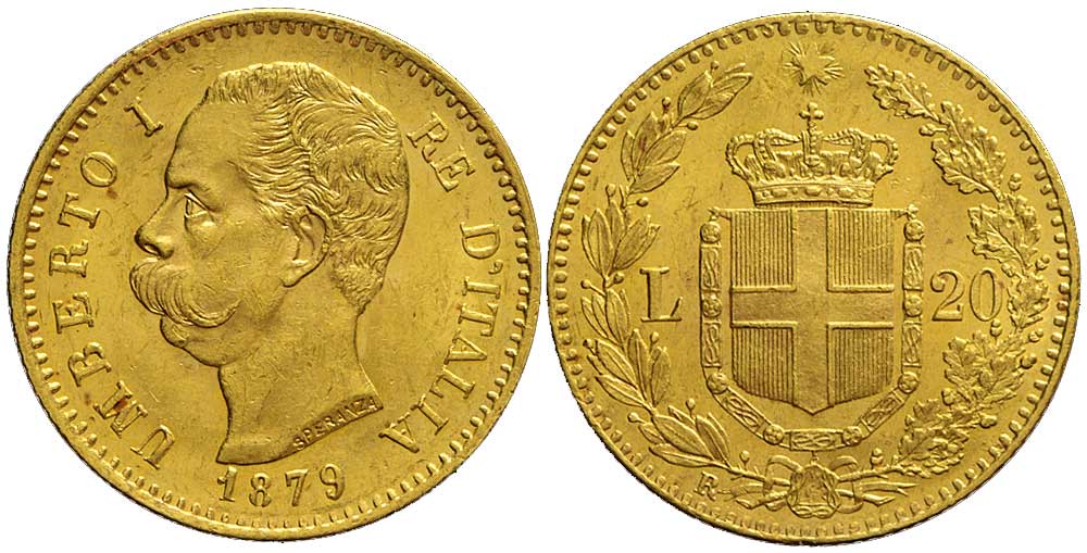Italy Kingdom Umberto Lire 1879 Gold 