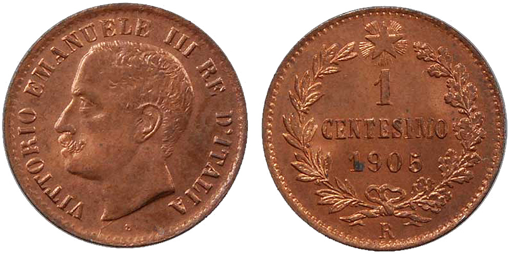 Italy Kingdom Vittorio Emanuele Cent 1905 