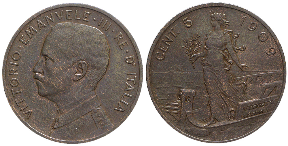 Italy Kingdom Vittorio Emanuele Cent 1909 