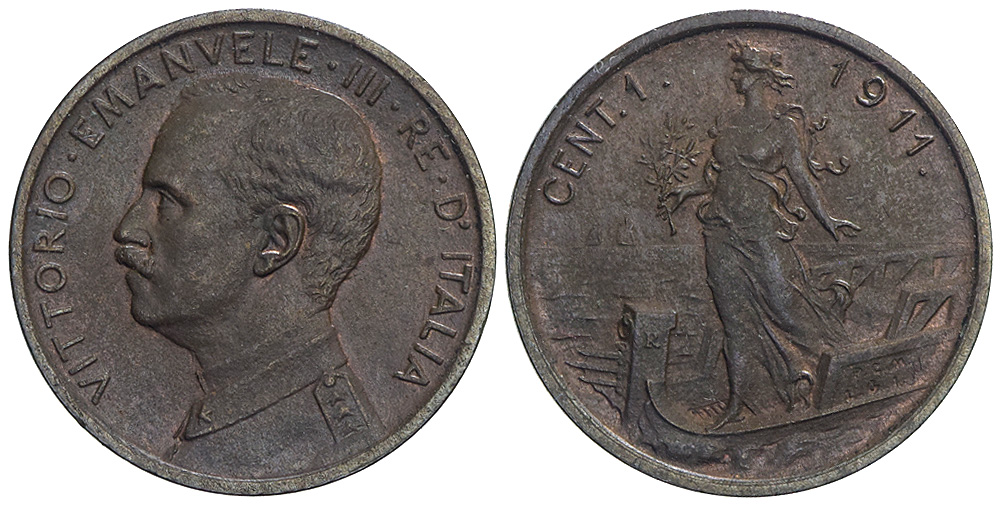 Italy Kingdom Vittorio Emanuele Cent 1911 