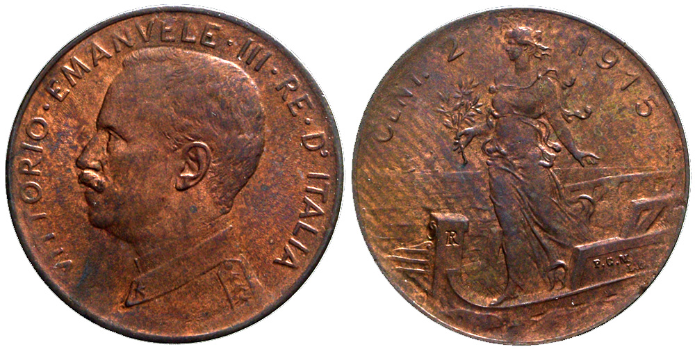 Italy Kingdom Vittorio Emanuele Cent 1915 