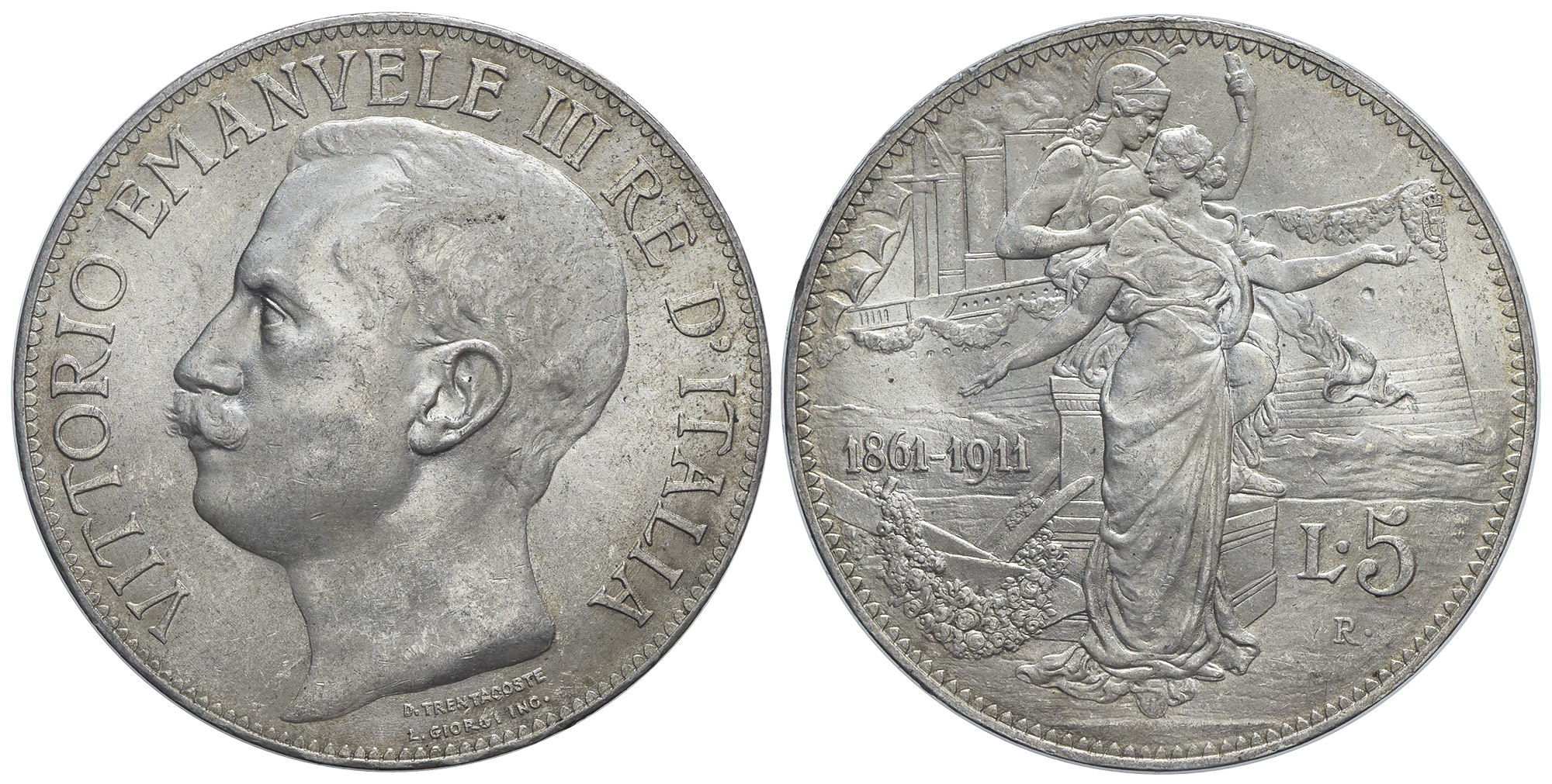 Italy-D-Kingdom-Vittorio-Emanuele-III-Lire-1911-AR