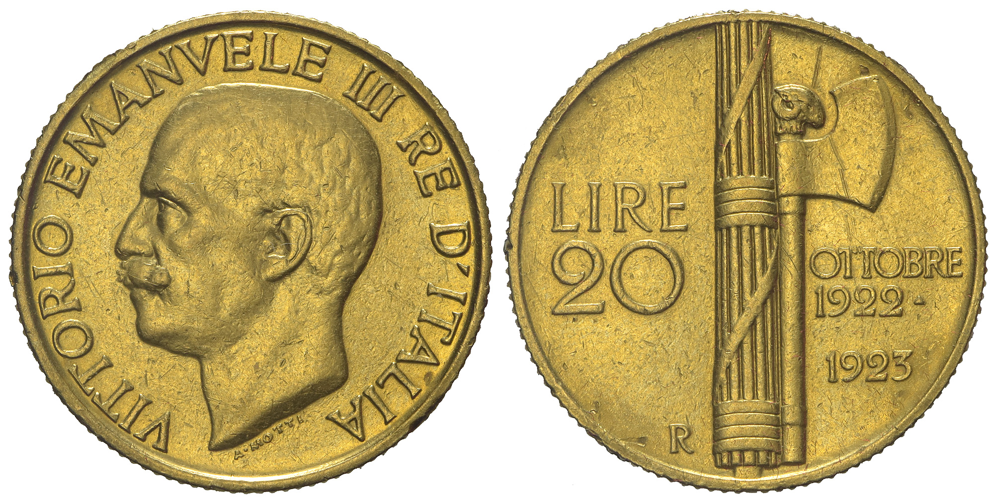 Italy Kingdom Vittorio Emanuele Lire 1923 Gold 
