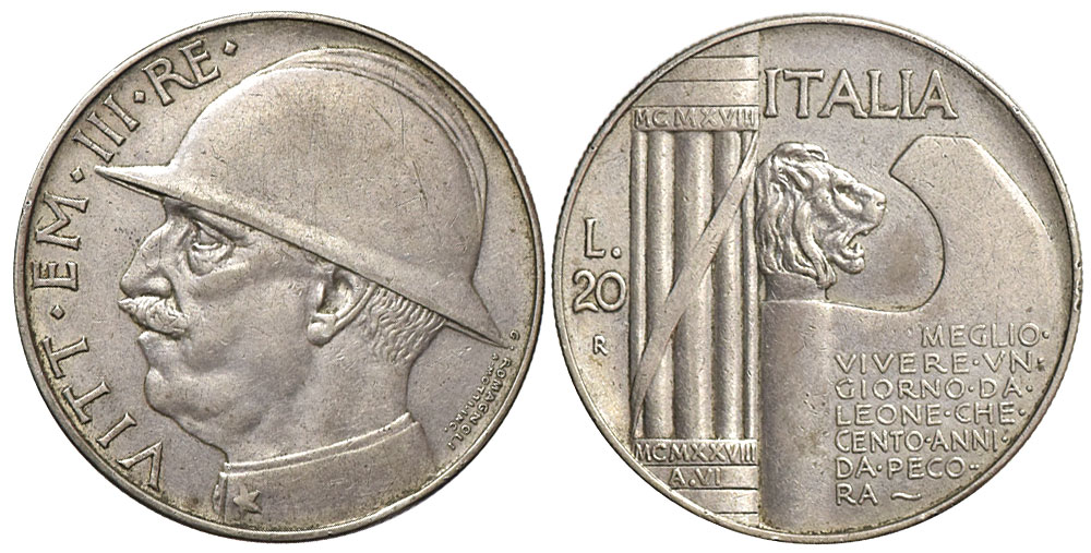 Italy Kingdom Vittorio Emanuele Lire 1928 