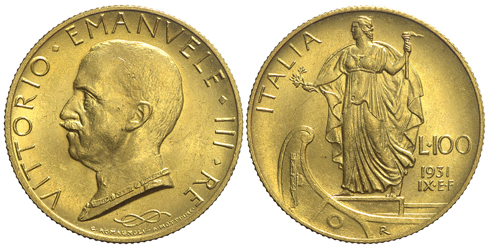Italy Kingdom Vittorio Emanuele Lire 1931 Gold 
