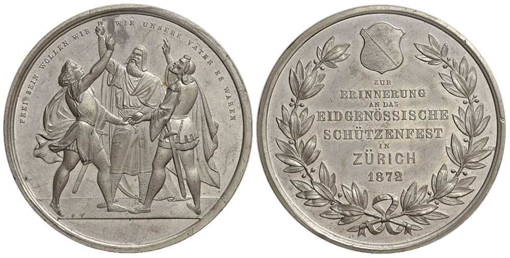 Medals Switzerland Zurich Medal 1872 