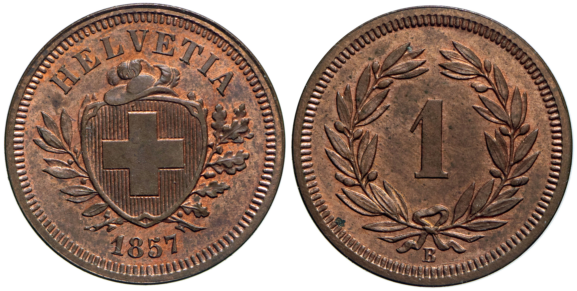Switzerland Confoederatio Helvetica Cent 1857 
