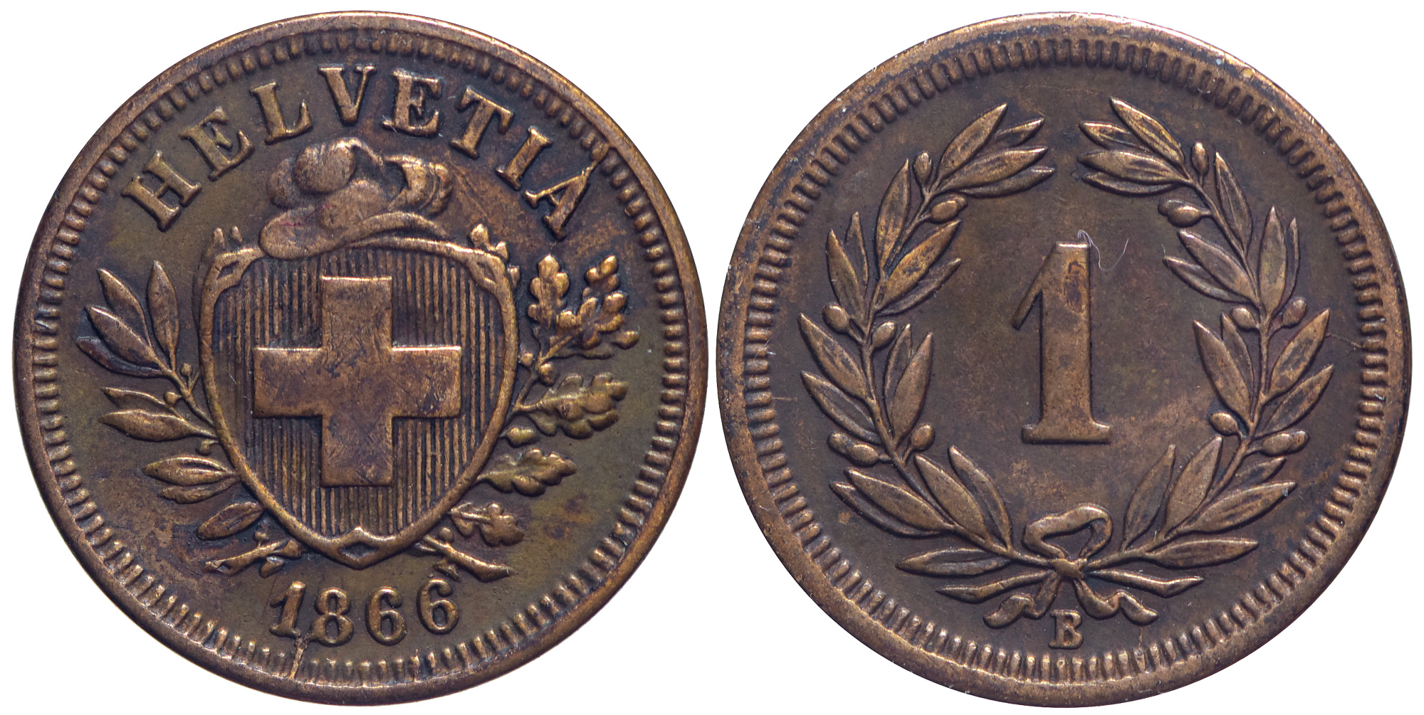 Switzerland Confoederatio Helvetica Cent 1866 