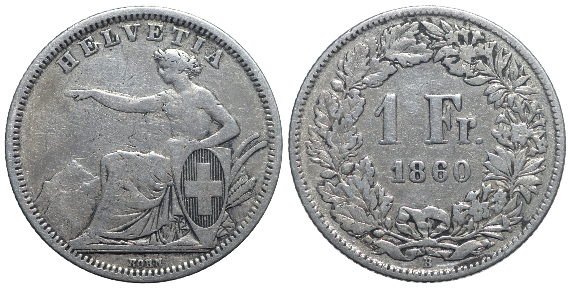 Switzerland Confoederatio Helvetica Franc 1860 