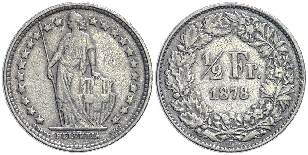 Switzerland Confoederatio Helvetica Franc 1878 