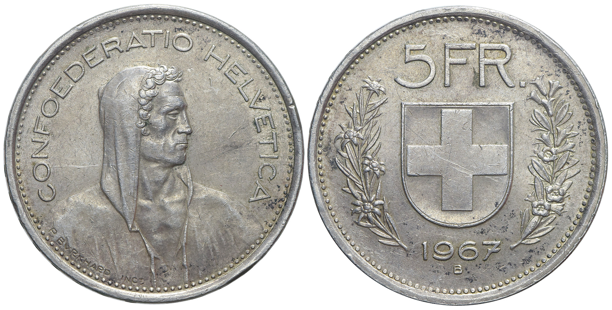 Switzerland Confoederatio Helvetica Francs 1967 