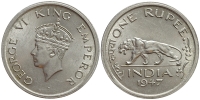 India-G-British-Empire-George-VI-Rupee-1947-Ni