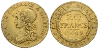 Italy-A-Regional-Mints-Torino-Piedmont-Republic-Francs-AN-9-Gold