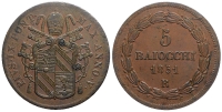 Italy-B-Papal-States-Rome-Pius-IX-Baiocchi-1851-AE