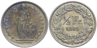 Switzerland-Confoederatio-Helvetica-Franc-1881-AR