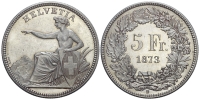 Switzerland-Confoederatio-Helvetica-Francs-1873-AR
