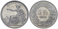 Switzerland-Confoederatio-Helvetica-Francs-1874-AR