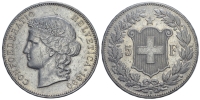 Switzerland-Confoederatio-Helvetica-Francs-1890-AR