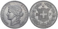 Switzerland-Confoederatio-Helvetica-Francs-1891-AR